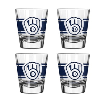 Logo Brands Milwaukee Brewers Four-Piece Stripe Shot Glass Set