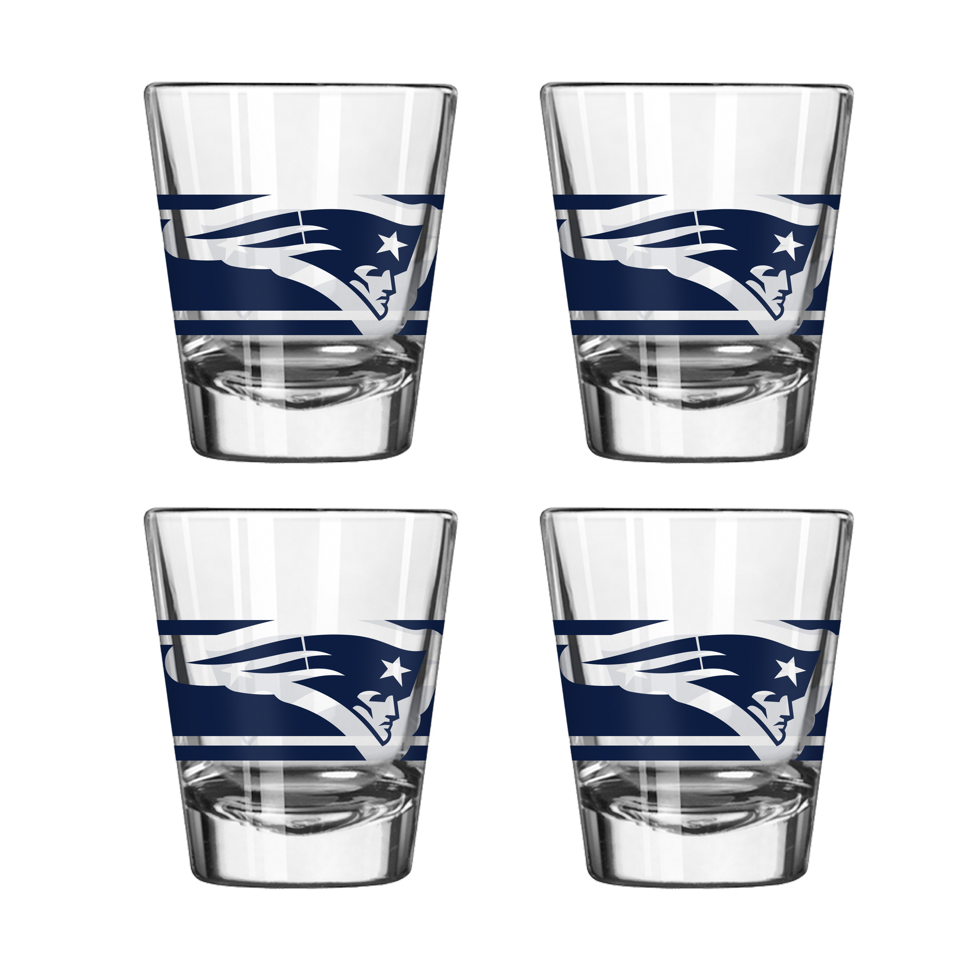 Logo Brands New England Patriots Four-Piece Stripe Shot Glass Set