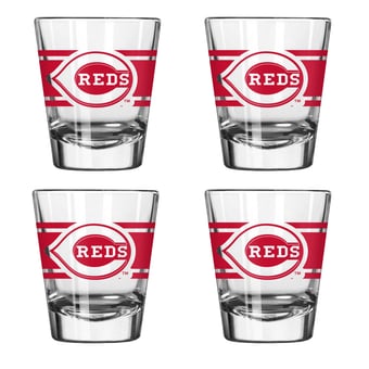 Logo Brands Cincinnati Reds Four-Piece Stripe Shot Glass Set