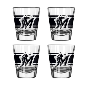 Logo Brands Miami Marlins Four-Piece Stripe Shot Glass Set