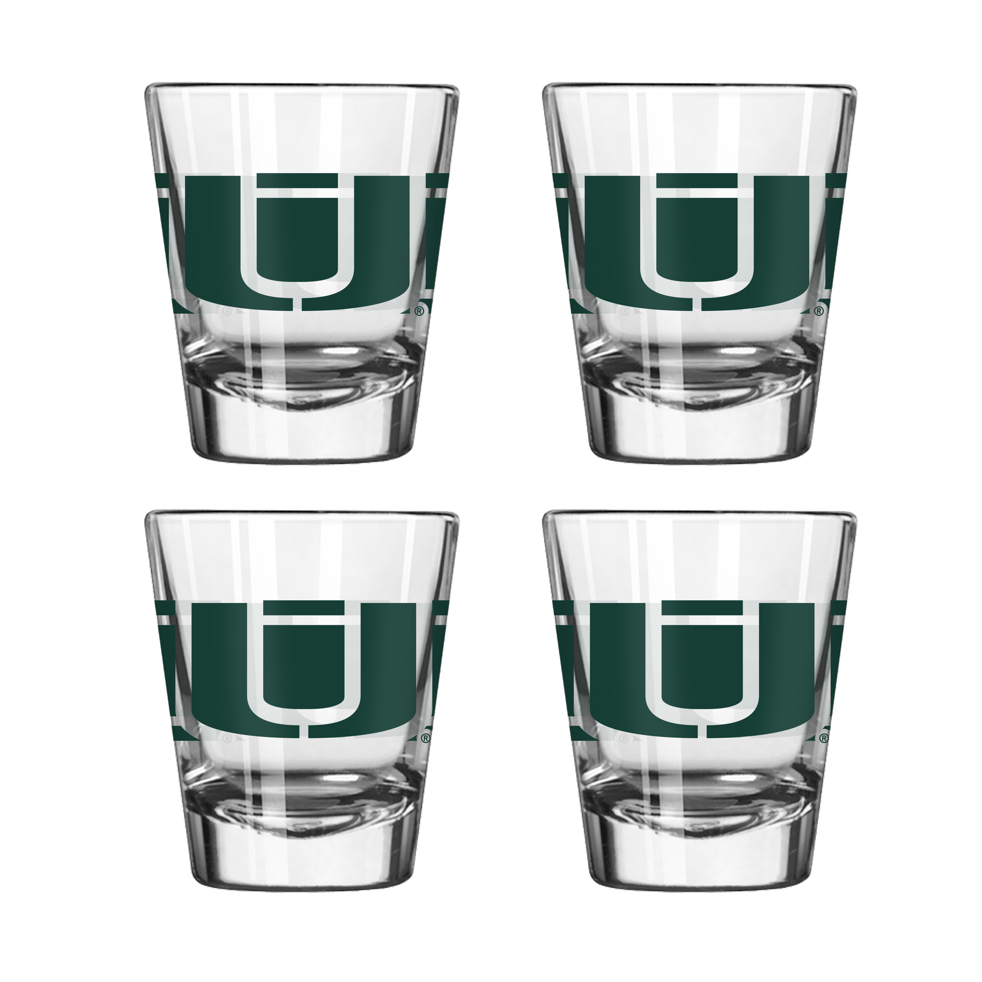 Logo Brands Miami Hurricanes Four-Piece Stripe Shot Glass Set