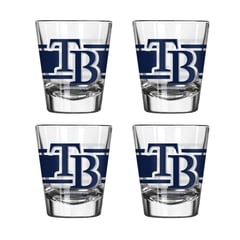 Logo Brands Tampa Bay Rays Four-Piece Stripe Shot Glass Set