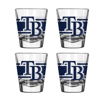 Logo Brands Tampa Bay Rays Four-Piece Stripe Shot Glass Set