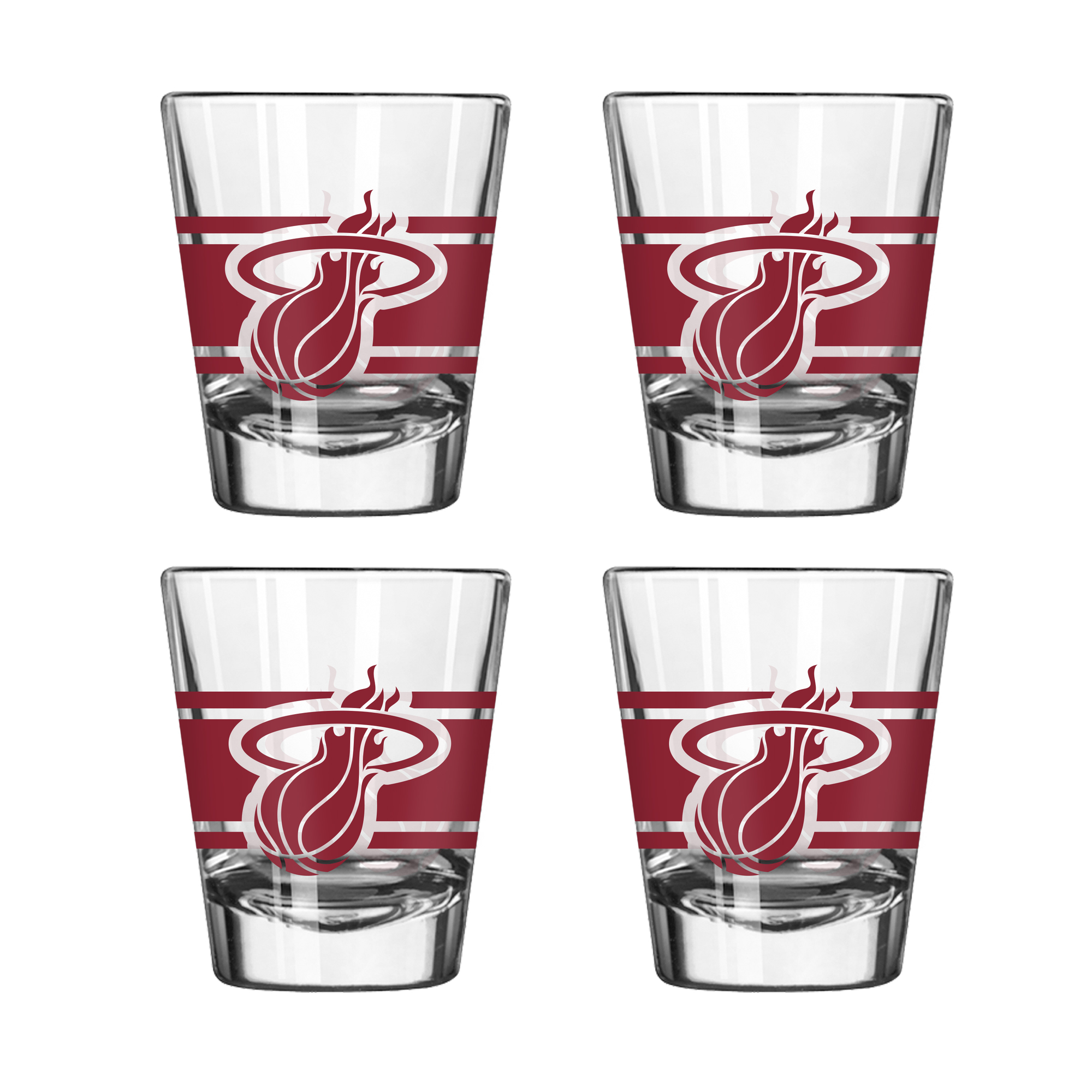 Logo Brands Miami Heat Four-Piece Stripe Shot Glass Set