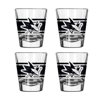 Logo Brands San Jose Sharks Four-Piece Stripe Shot Glass Set