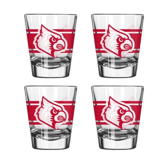 Logo Brands Louisville Cardinals Four-Piece Stripe Shot Glass Set