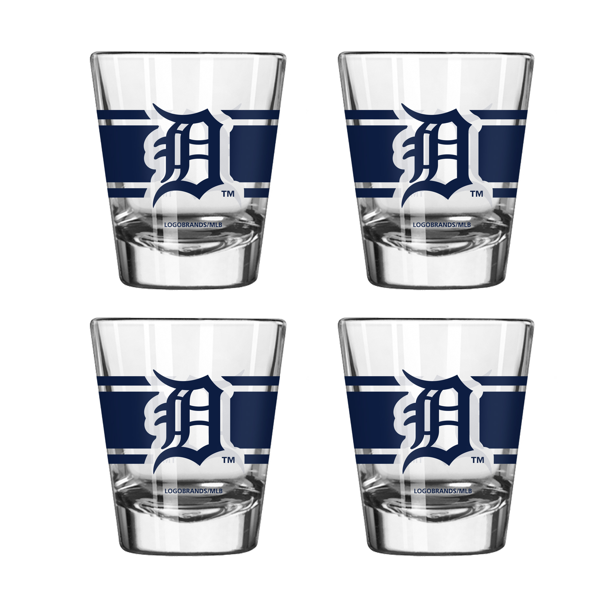 Logo Brands Detroit Tigers Four-Piece Stripe Shot Glass Set