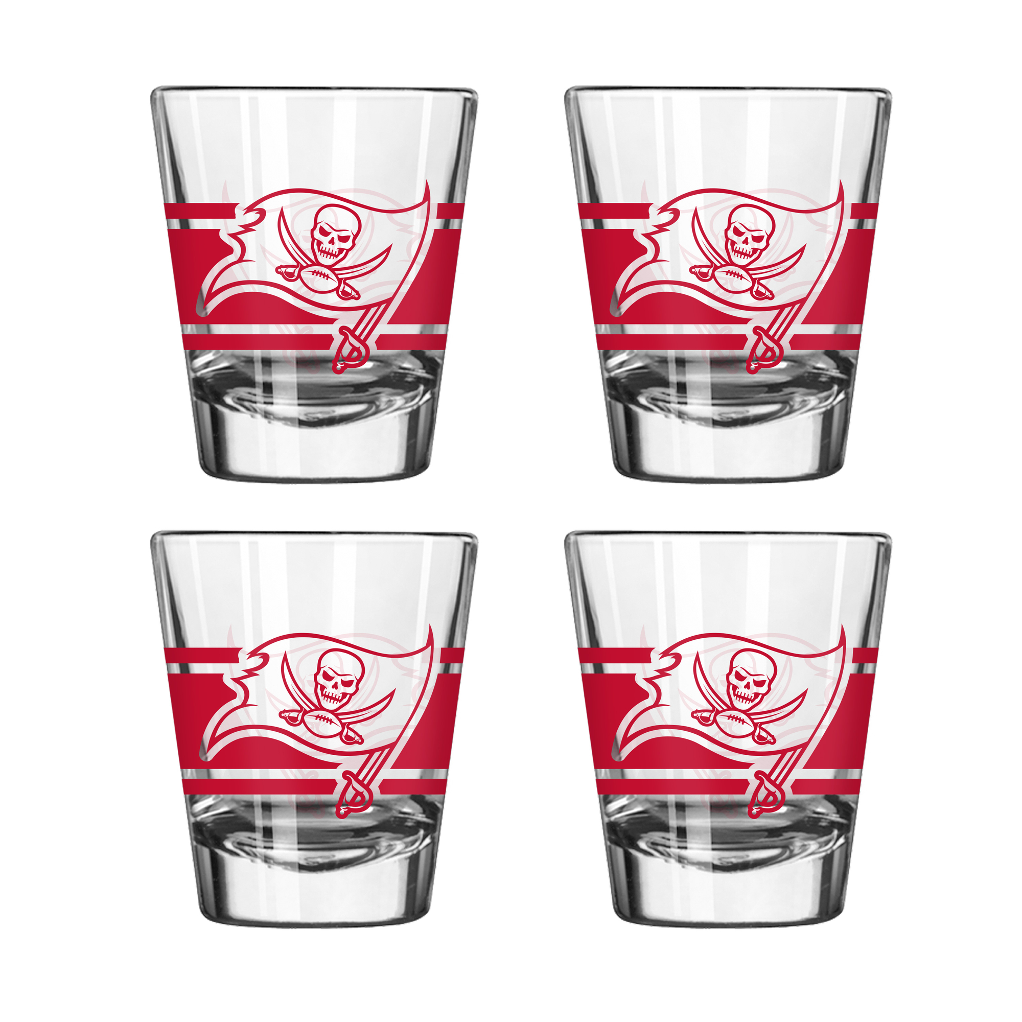 Logo Brands Tampa Bay Buccaneers Four-Piece Stripe Shot Glass Set