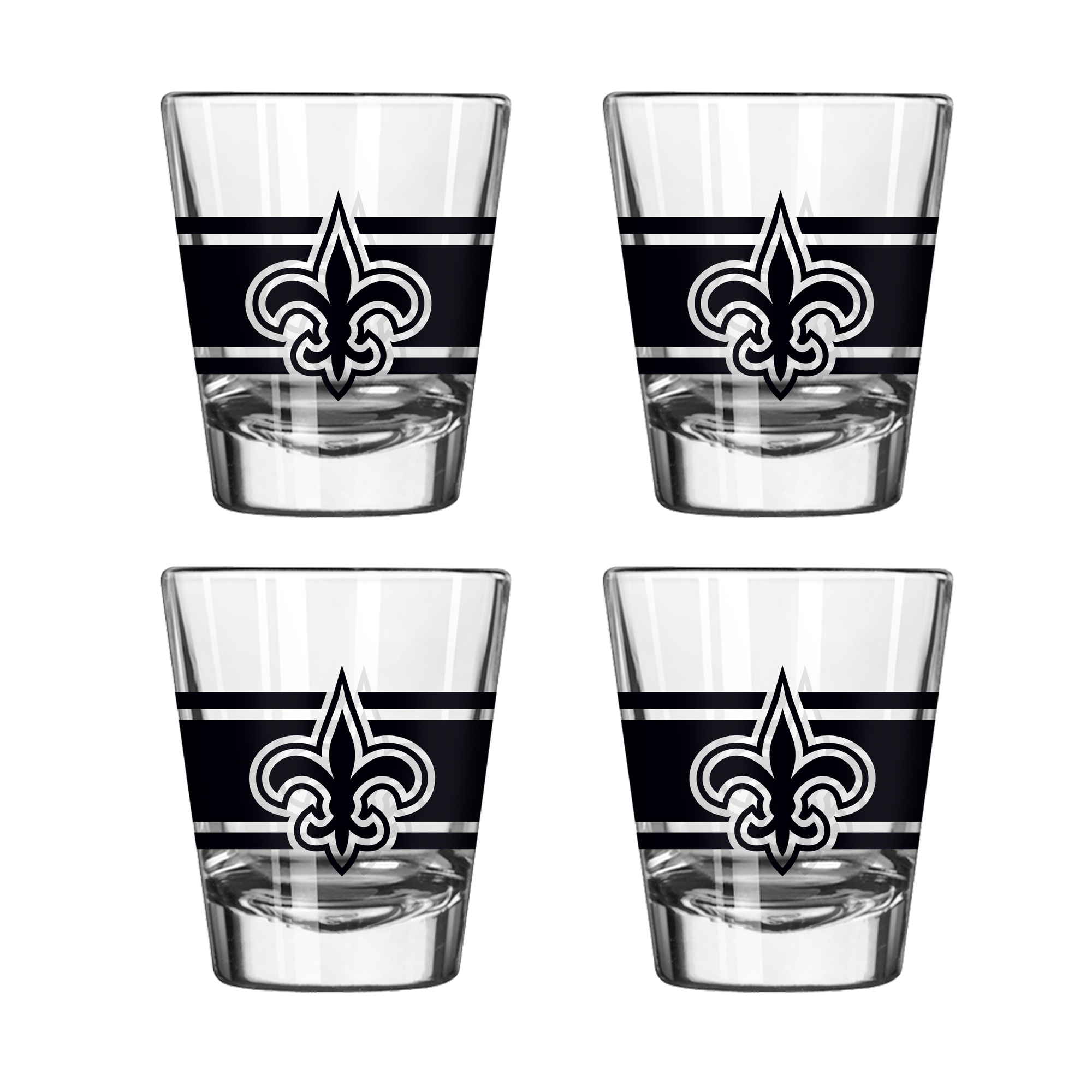 Logo Brands New Orleans Saints Four-Piece Stripe Shot Glass Set