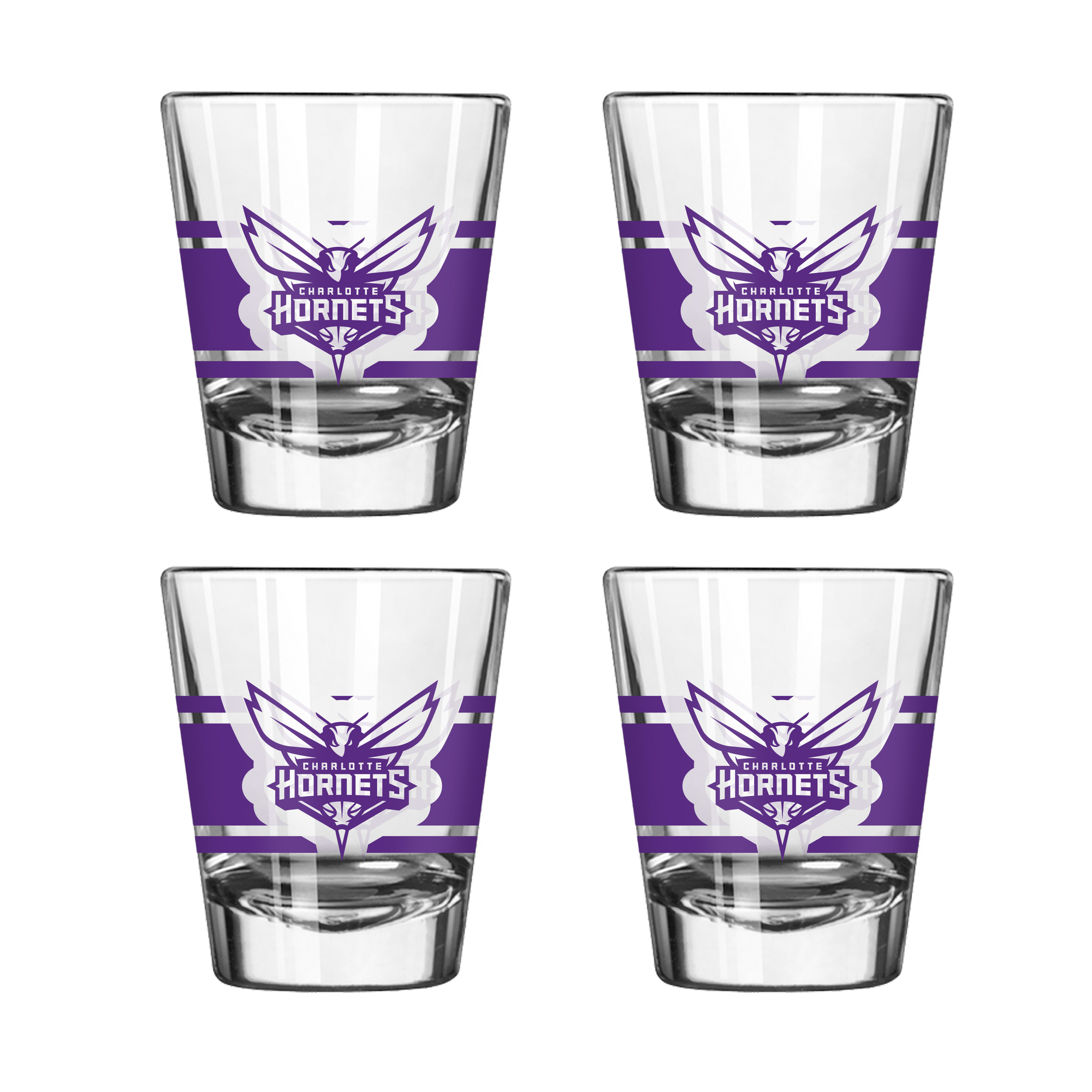 Logo Brands Charlotte Hornets Four-Piece Stripe Shot Glass Set