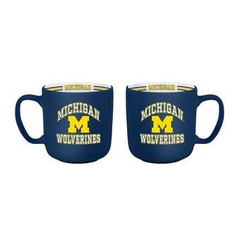 Logo Brands Michigan Wolverines Two-Piece 15oz. Stripe Mug Set