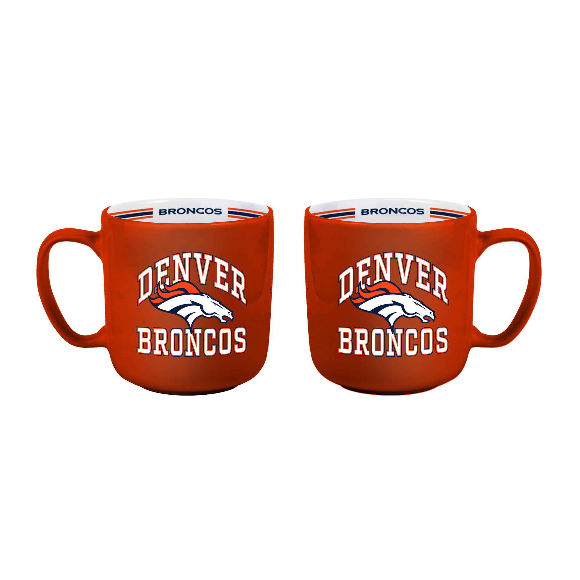 Logo Brands Denver Broncos Two-Piece 15oz. Stripe Mug Set