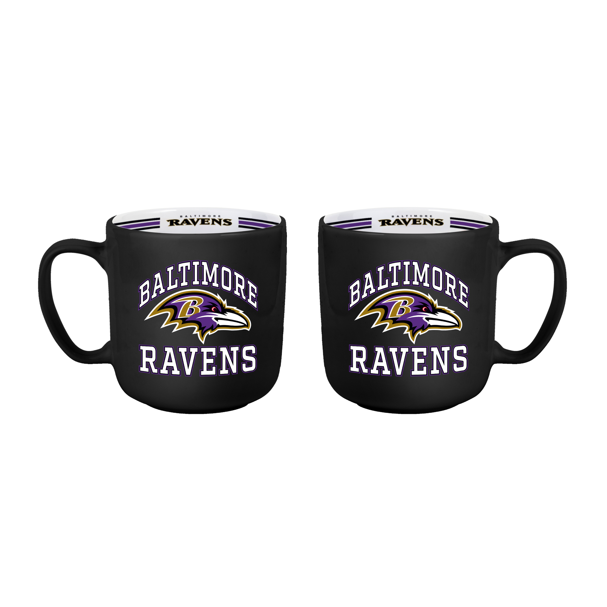 Logo Brands Baltimore Ravens Two-Piece 15oz. Stripe Mug Set