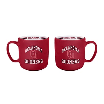 Logo Brands Oklahoma Sooners Two-Piece 15oz. Stripe Mug Set