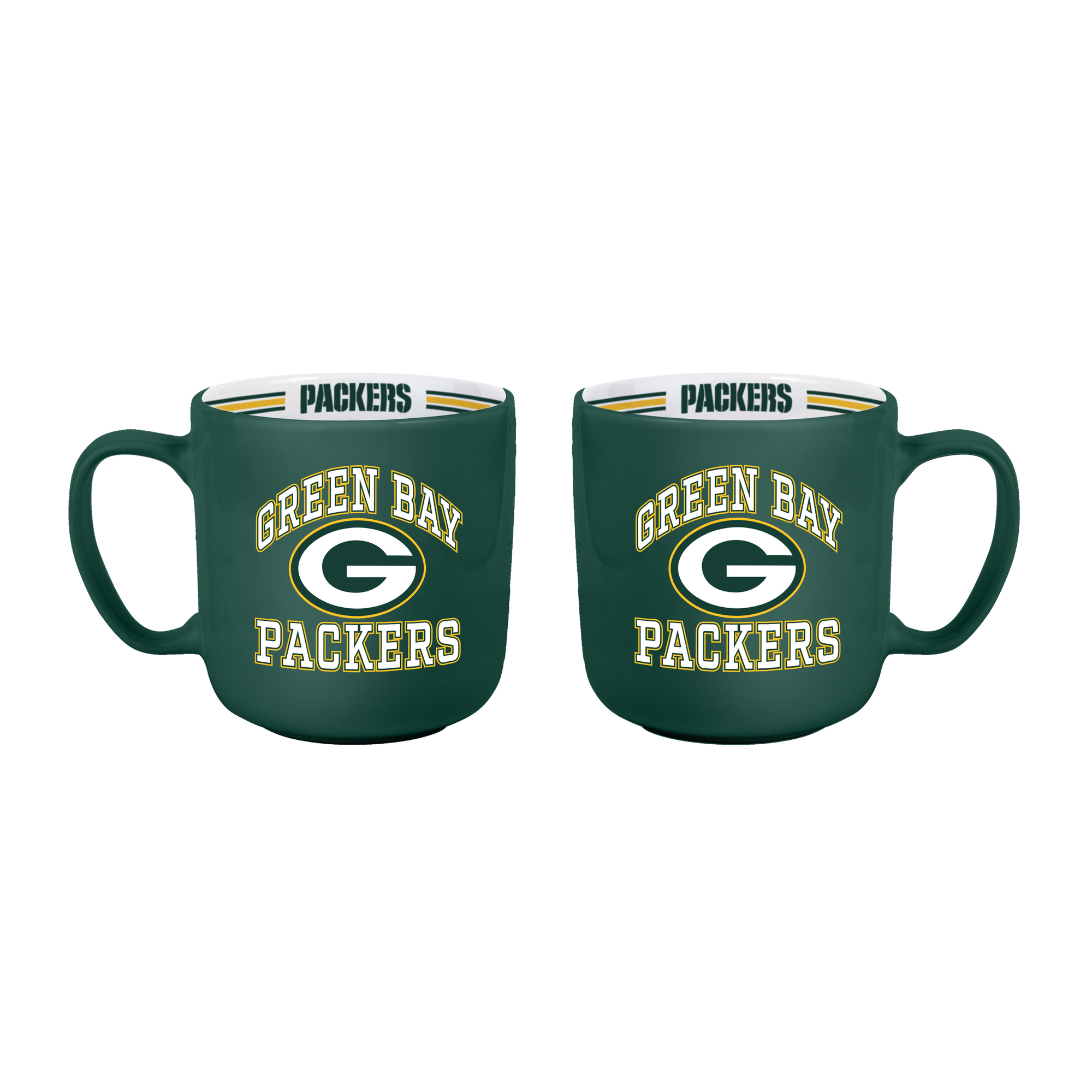 Logo Brands Green Bay Packers Two-Piece 15oz. Stripe Mug Set