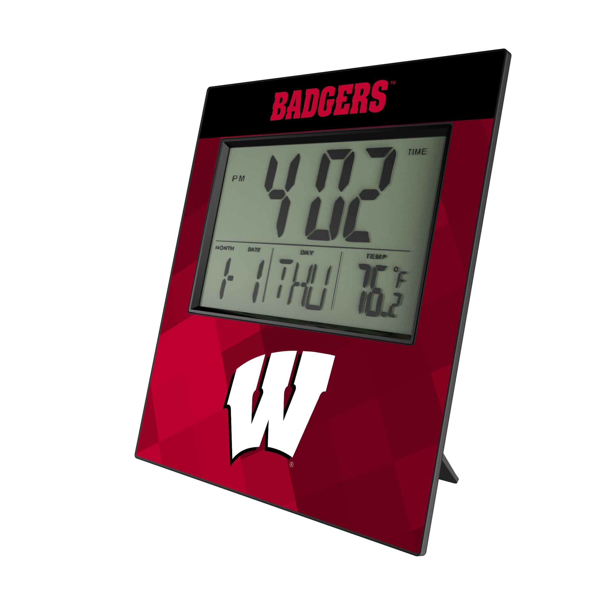 Keyscaper Wisconsin Badgers Color Block Digital Desk Clock