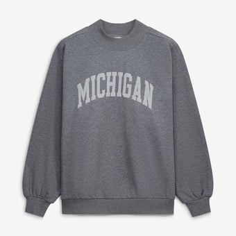 Women's  Heather Gray Michigan Wolverines Monroe Mock Neck Sweatshirt