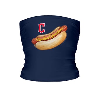 Women's Tiny Turnip Navy Cleveland Guardians Hot Dog Tube Top