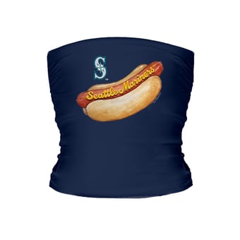 Women's Tiny Turnip Navy Seattle Mariners Hot Dog Tube Top