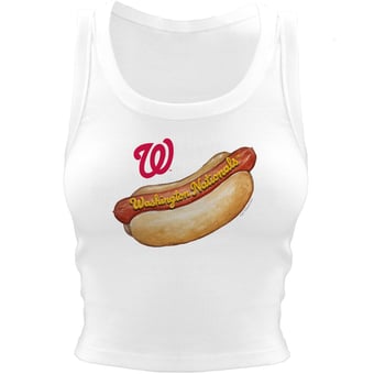 Women's Tiny Turnip White Washington Nationals Hot Dog Crop Tank Top