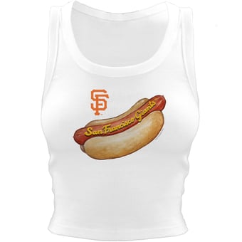 Women's Tiny Turnip White San Francisco Giants Hot Dog Crop Tank Top