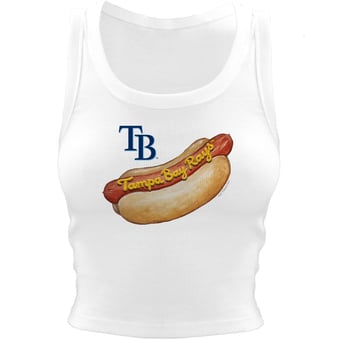 Women's Tiny Turnip White Tampa Bay Rays Hot Dog Crop Tank Top
