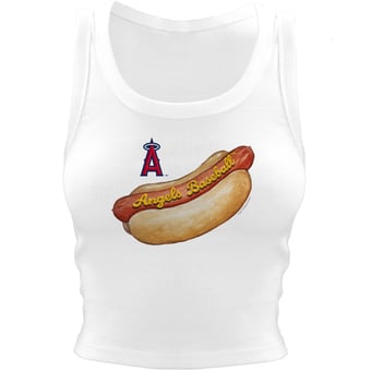 Women's Tiny Turnip White Los Angeles Angels Hot Dog Crop Tank Top