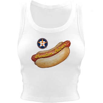 Women's Tiny Turnip White Houston Astros Hot Dog Crop Tank Top