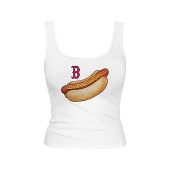 Women's Tiny Turnip White Boston Red Sox Emmy Hot Dog Tri-Blend Tank Top