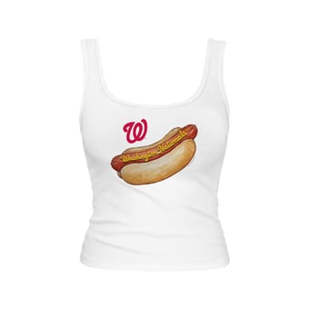 Women's Tiny Turnip White Washington Nationals Emmy Hot Dog Tri-Blend Tank Top