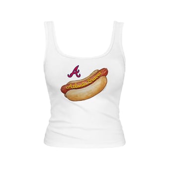 Women's Tiny Turnip White Atlanta Braves Emmy Hot Dog Tri-Blend Tank Top