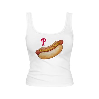 Women's Tiny Turnip White Philadelphia Phillies Emmy Hot Dog Tri-Blend Tank Top