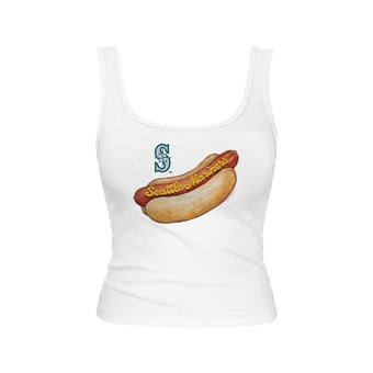 Women's Tiny Turnip White Seattle Mariners Emmy Hot Dog Tri-Blend Tank Top