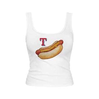 Women's Tiny Turnip White Texas Rangers Emmy Hot Dog Tri-Blend Tank Top