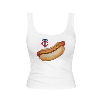 Women's Tiny Turnip White Minnesota Twins Emmy Hot Dog Tri-Blend Tank Top