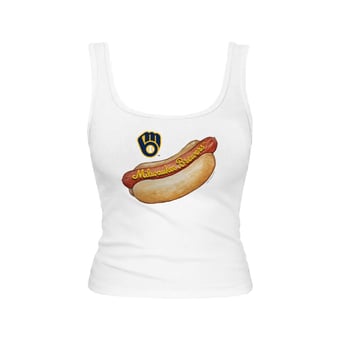 Women's Tiny Turnip White Milwaukee Brewers Emmy Hot Dog Tri-Blend Tank Top