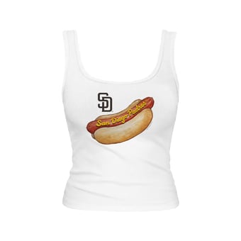 Women's Tiny Turnip White San Diego Padres Emmy Hot Dog Tri-Blend Tank Top