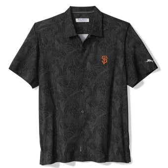 Men's Tommy Bahama Black San Francisco Giants Saltwater Fronds IslandZone Button-Up Shirt