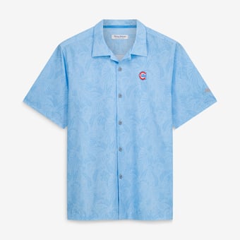Men's Tommy Bahama Light Blue Chicago Cubs Saltwater Fronds IslandZone Button-Up Shirt