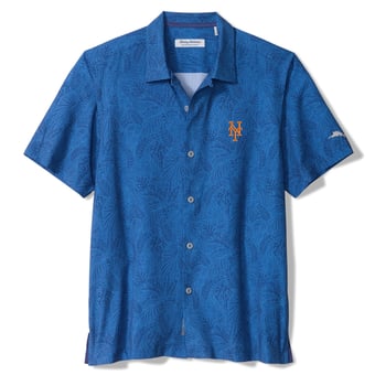 Men's Tommy Bahama Royal New York Mets Saltwater Fronds IslandZone Button-Up Shirt
