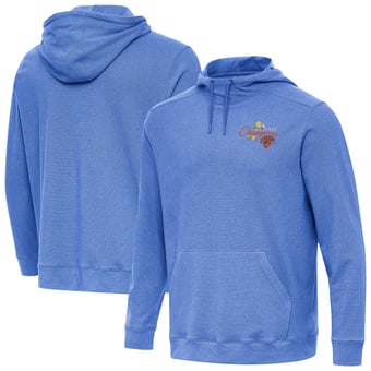 Men's Antigua Heather Blue New York Knicks 2026 NBA Finals Champions Official Cloud Hoodie