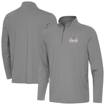 Men's Antigua Black New York Knicks 2026 NBA Finals Champions Wordmark Twine Quarter-Zip Pullover