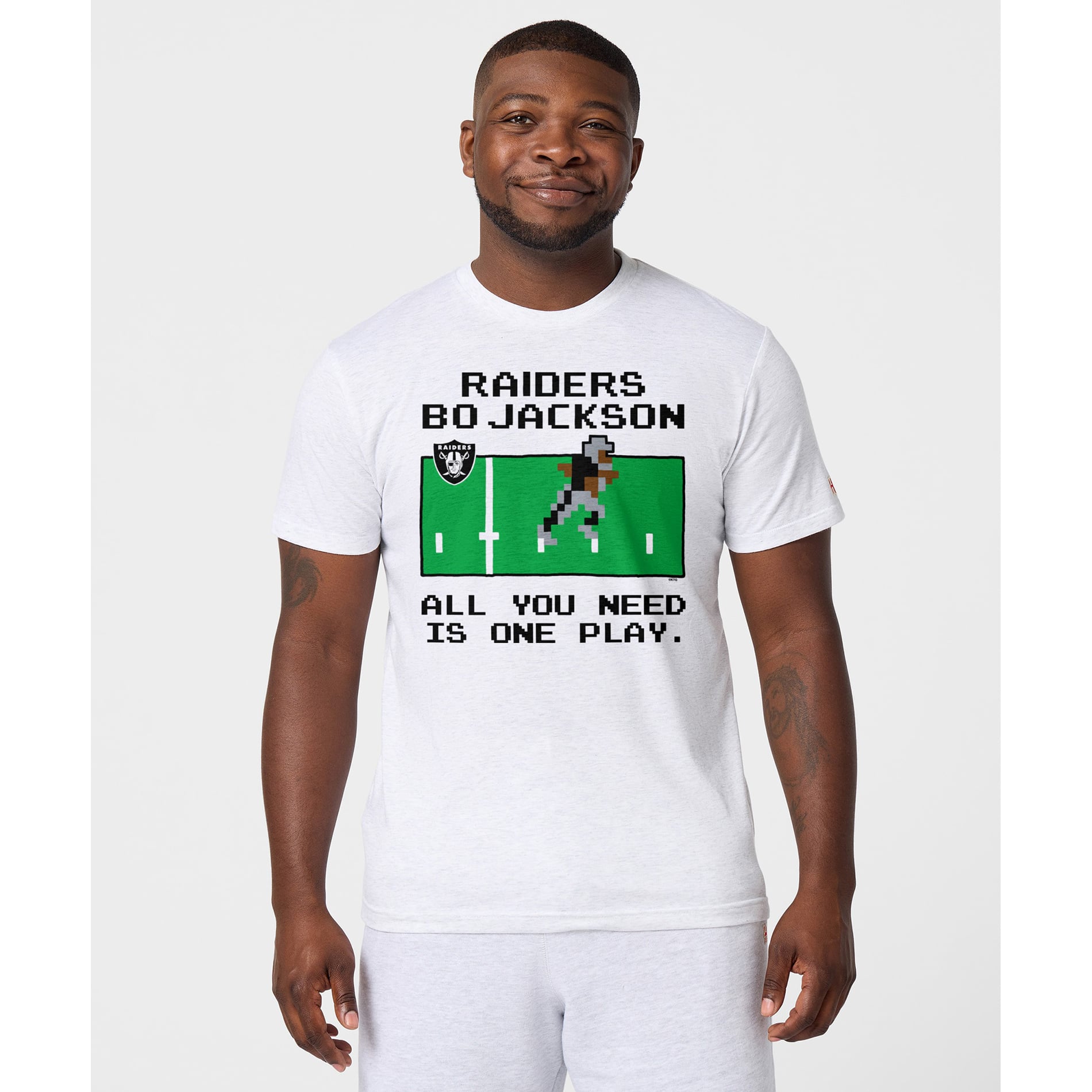 Unisex Homage Bo Jackson Ash Los Angeles Raiders Tecmo Bowl Retired Player Graphic Tri-Blend T-Shirt