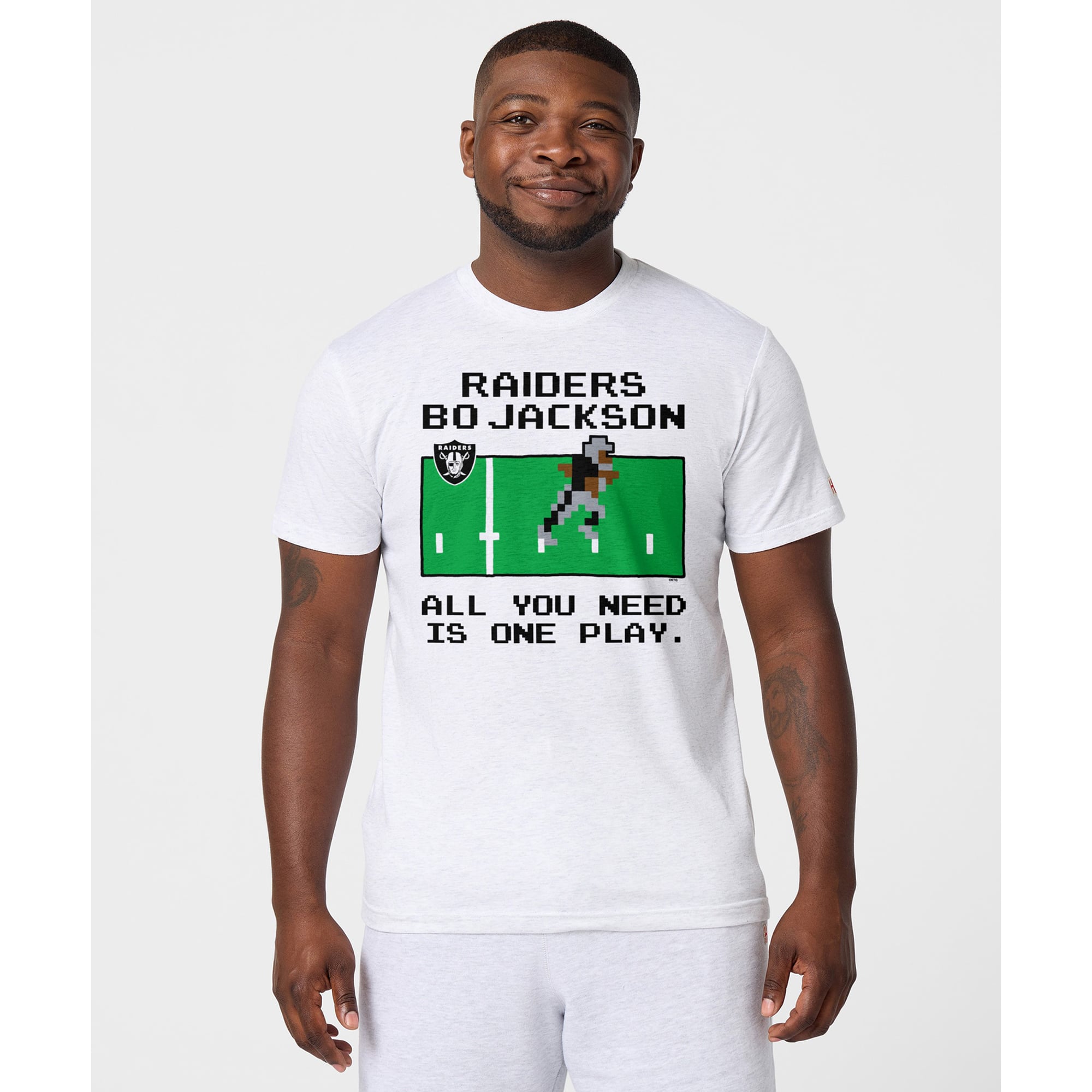 Unisex Homage Bo Jackson Ash Los Angeles Raiders Tecmo Bowl Retired Player Graphic Tri-Blend T-Shirt