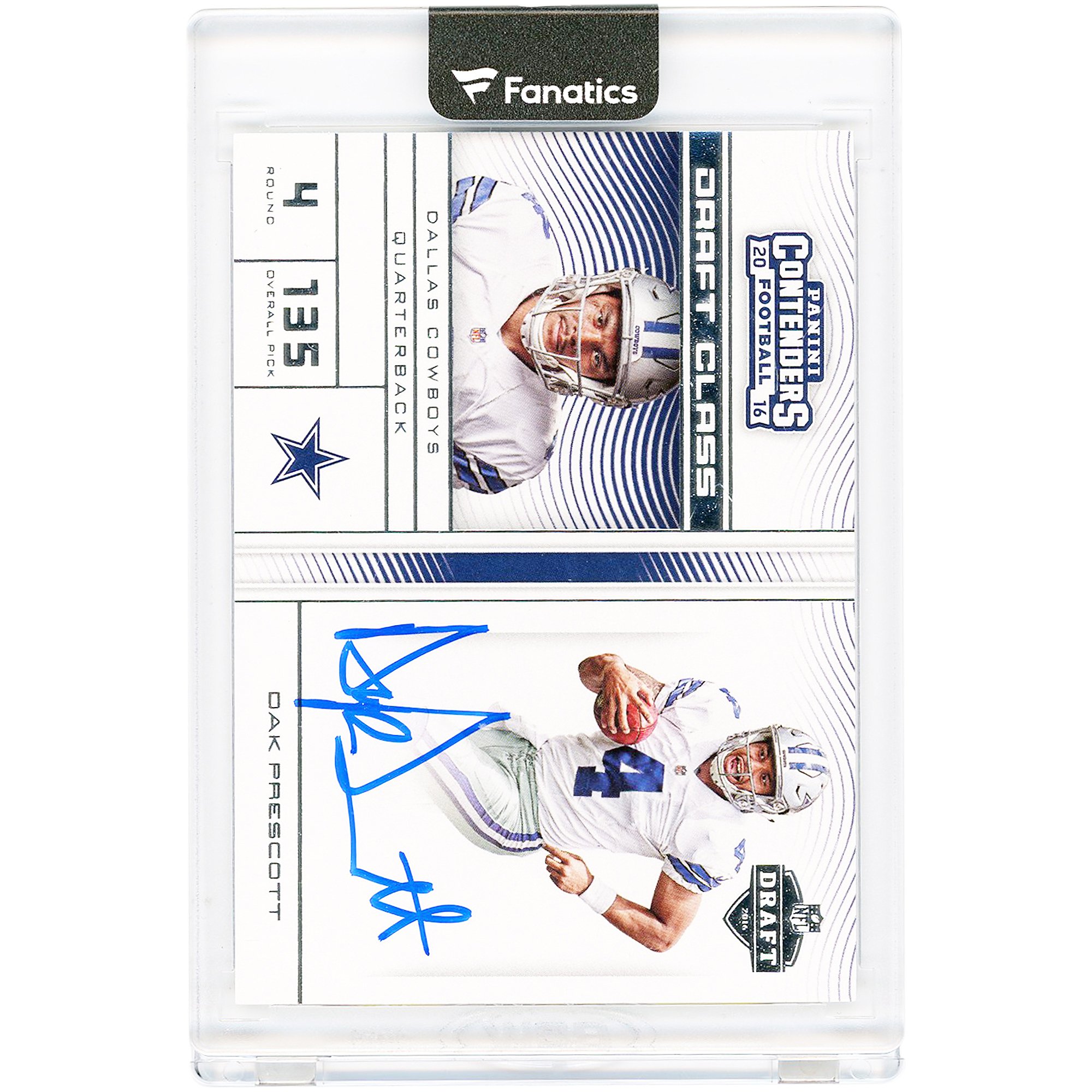 Tarjeta de novato autografiada de Dak Prescott de los Dallas Cowboys, Panini Contenders Draft Class #7 de 2016