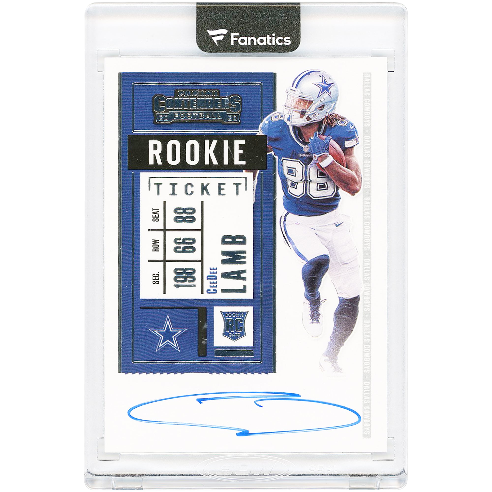 Tarjeta de novato autografiada de CeeDee Lamb de los Dallas Cowboys, edición 2020 de Panini Contenders Rookie Ticket #107