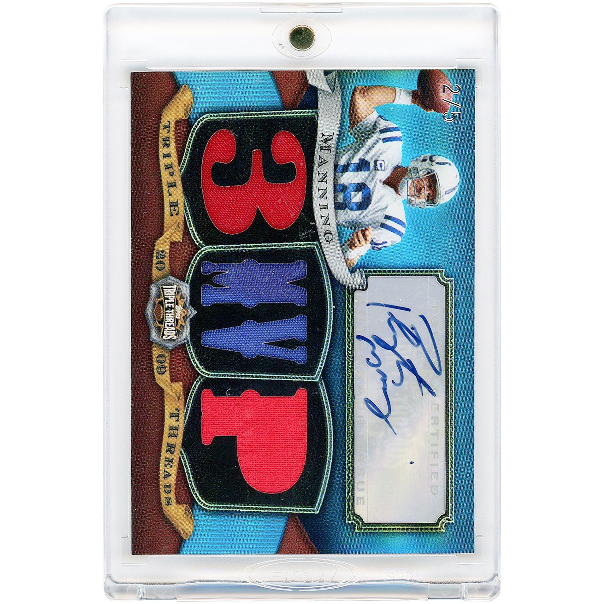 Tarjeta autografiada de Peyton Manning de los Indianapolis Colts de 2009, Topps Triple Threads Game-Worn Relic #TTRA-36 #2/5