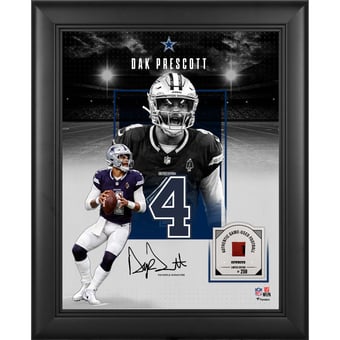 Dak Prescott Dallas Cowboys Facsimile Signature Framed 11" x 14" Showcase Collage with a Piece of Game-Used Football - Limited Edition of 250