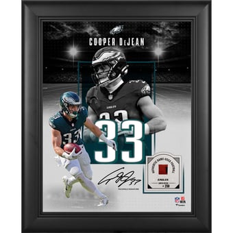 Cooper DeJean Philadelphia Eagles Facsimile Signature Framed 11" x 14" Showcase Collage with a Piece of Game-Used Football - Limited Edition of 250