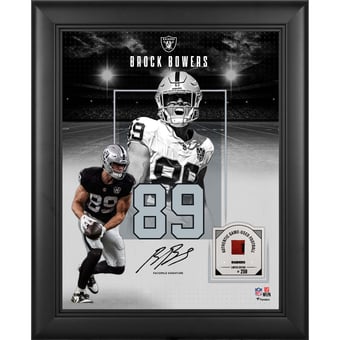 Brock Bowers Las Vegas Raiders Facsimile Signature Framed 11" x 14" Showcase Collage with a Piece of Game-Used Football - Limited Edition of 250